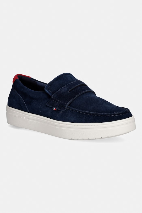 Tommy Hilfiger mokasíny pánske semišové MODERN LIGHT HYBRID SUEDE LOAFER tmavomodrá FM0FM05786
