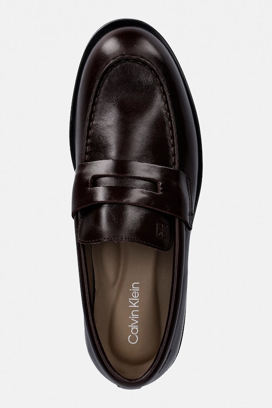 Calvin Klein mokasyny skórzane ESS RUBBER PENNY LOAFER POL LTH brązowy HM0HM02025
