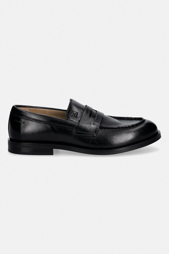Calvin Klein mokasyny skórzane ESS RUBBER PENNY LOAFER POL LTH HM0HM02025 czarny SS26