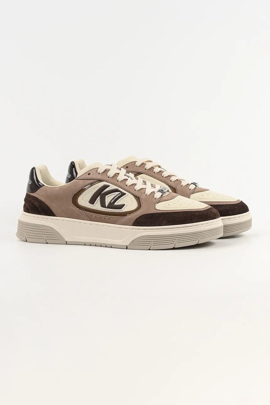Karl Lagerfeld sneakersy skórzane KOURTNEY KL53026.3TN brązowy SS26