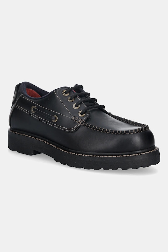 Tommy Jeans półbuty skórzane ARCHIVE 01 BOAT SHOE LEATHER skóra licowa czarny EM0EM01651