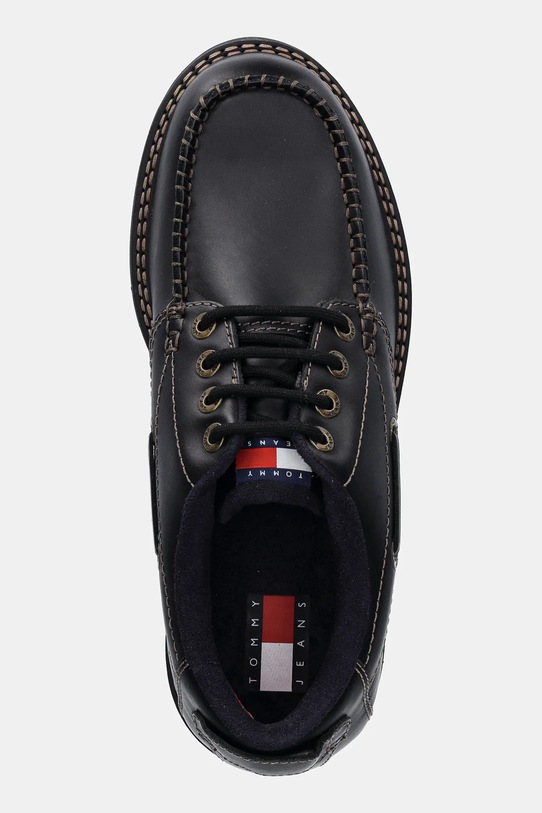 Tommy Jeans półbuty skórzane ARCHIVE 01 BOAT SHOE LEATHER czarny EM0EM01651