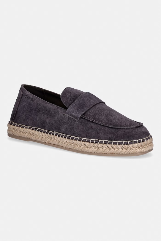 Calvin Klein espadryle męskie zamszowe ESPADRILLE LOAFER BAND SU szary HM0HM02072