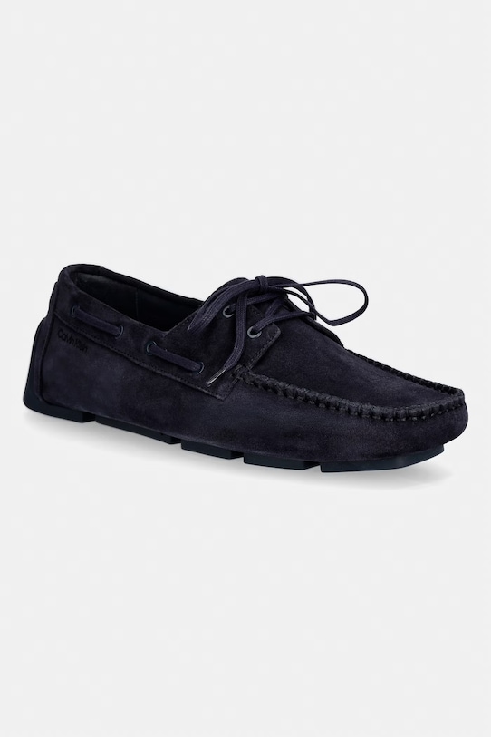 Calvin Klein mocasini pentru bărbați, din piele întoarsă DRIVER BOAT SU bleumarin HM0HM02084