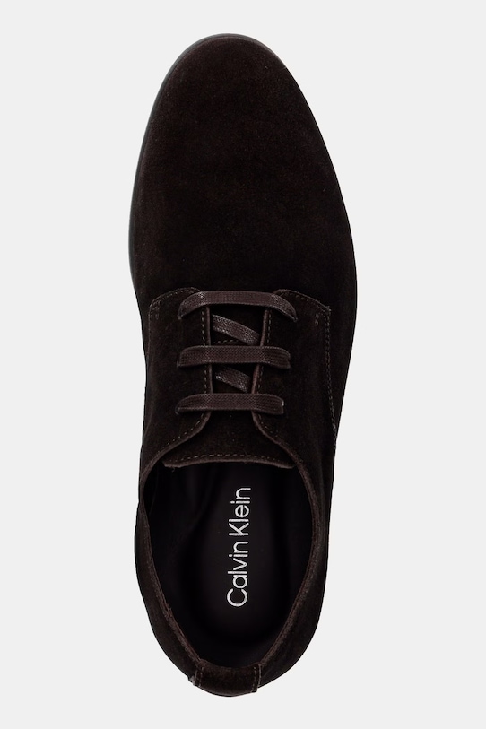 Calvin Klein pantofi pentru bărbați, din piele întoarsă LOW PROF DERBY SU maro HM0HM02232