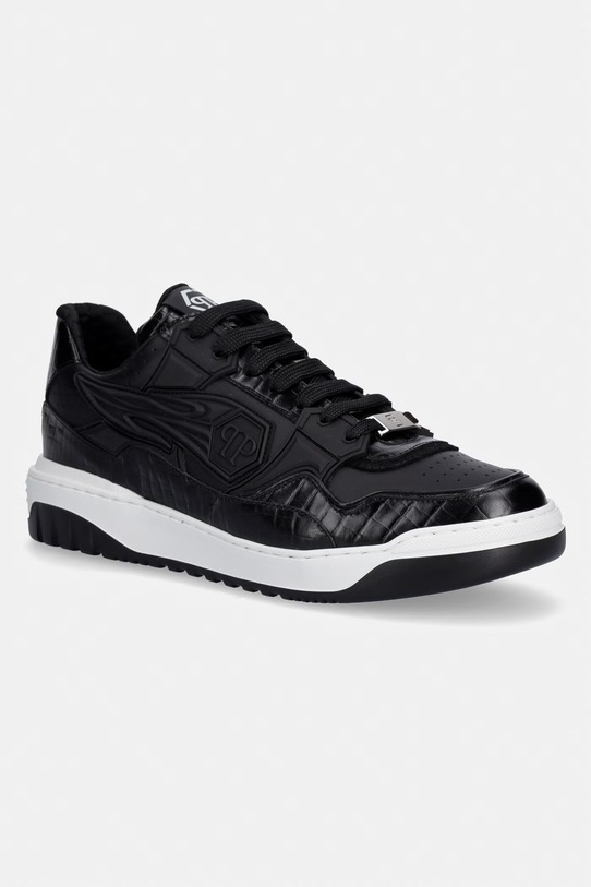 Kožené tenisky Philipp Plein Low-Top Moonwalker MSC4075.PLE005N.0202 čierna SS26