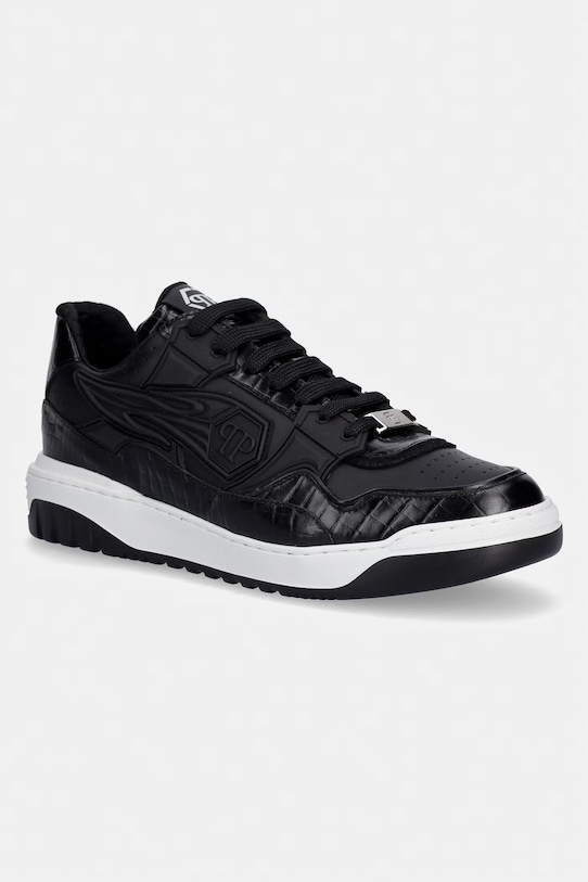 Kožené tenisky Philipp Plein Low-Top Moonwalker MSC4075.PLE005N.0202 čierna SS26