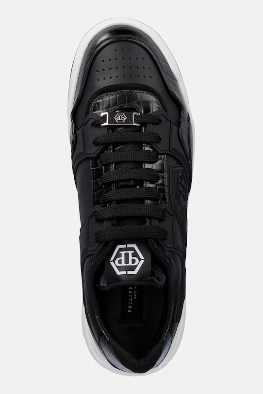 Kožené tenisky Philipp Plein Low-Top Moonwalker MSC4075.PLE005N.0202 čierna