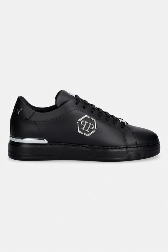 Philipp Plein sneakersy skórzane Leather Lo-Top Hexagon USC0379.PLE075N.0202 czarny SS26