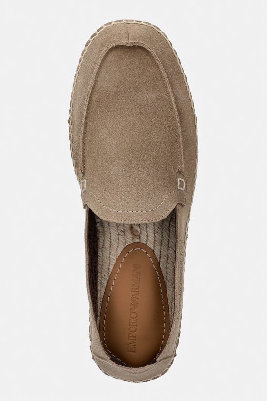 Emporio Armani espadrile za muškarce od brušene kože bež EM005854.AF23967.U6092