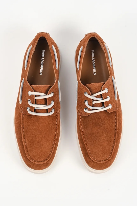 Karl Lagerfeld mokasyny męskie zamszowe Kori brązowy KL21422.533