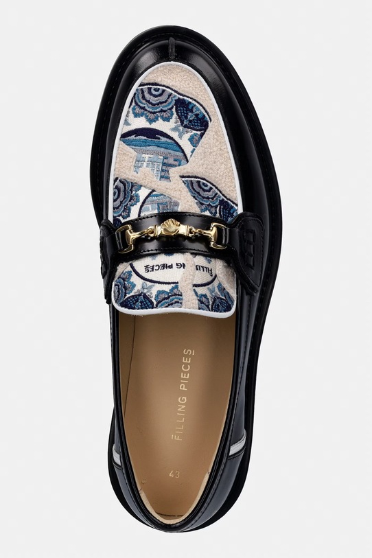 Filling Pieces mokasyny skórzane Loafer Broken Plate czarny 112611303321.130