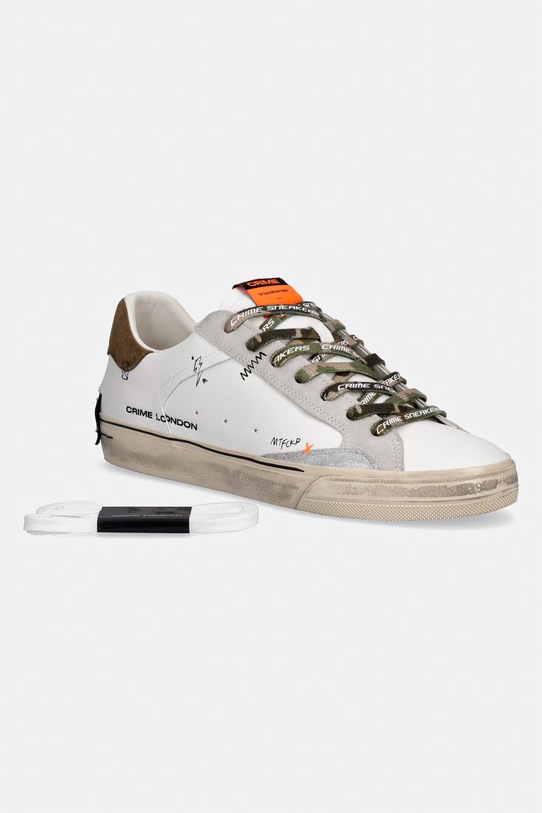 Crime London DECONSTRUCTED sneakersy męskie skórzane 19071PP8.10 biały