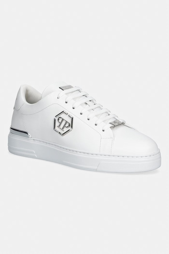 Philipp Plein sneakersy skórzane Leather Lo-Top Hexagon pozostałe biały USC0379.PLE075N.01