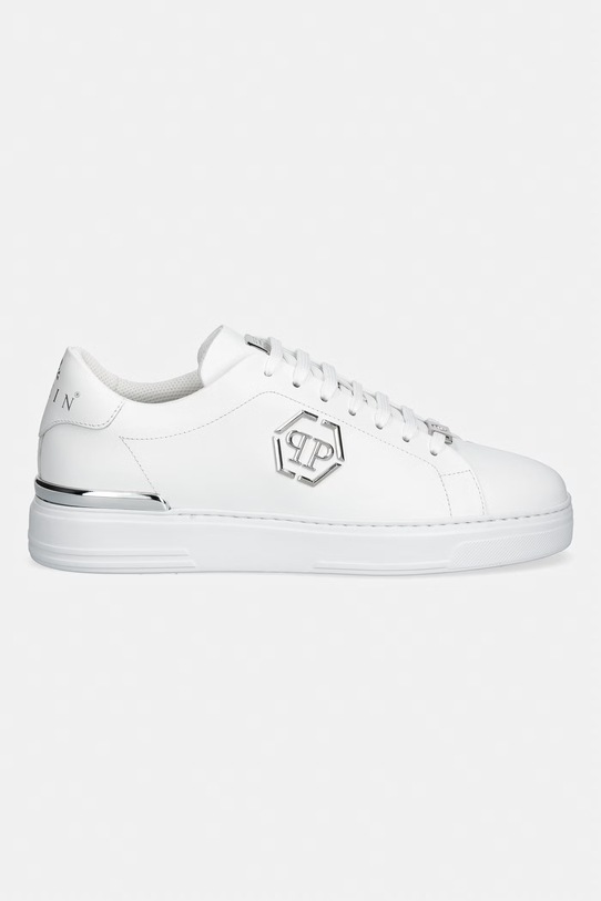 Philipp Plein sneakersy skórzane Leather Lo-Top Hexagon USC0379.PLE075N.01 biały SS26