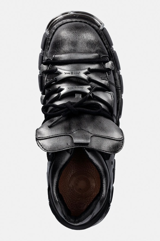 New Rock półbuty skórzane PULIK ACERO, TOWER NEGRO ACERO + lateral + szary M.120N.C76