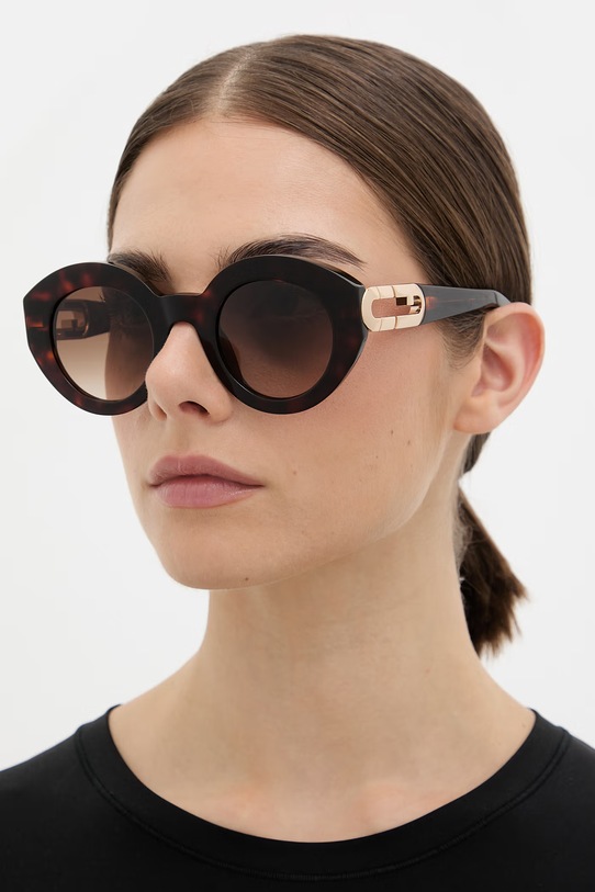 Furla okulary przeciwsłoneczne okrągłe damskie brązowy WD00157.A.0116.AN000