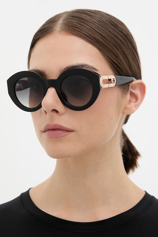 Furla okulary przeciwsłoneczne okrągłe damskie czarny WD00157.A.0116.O6000
