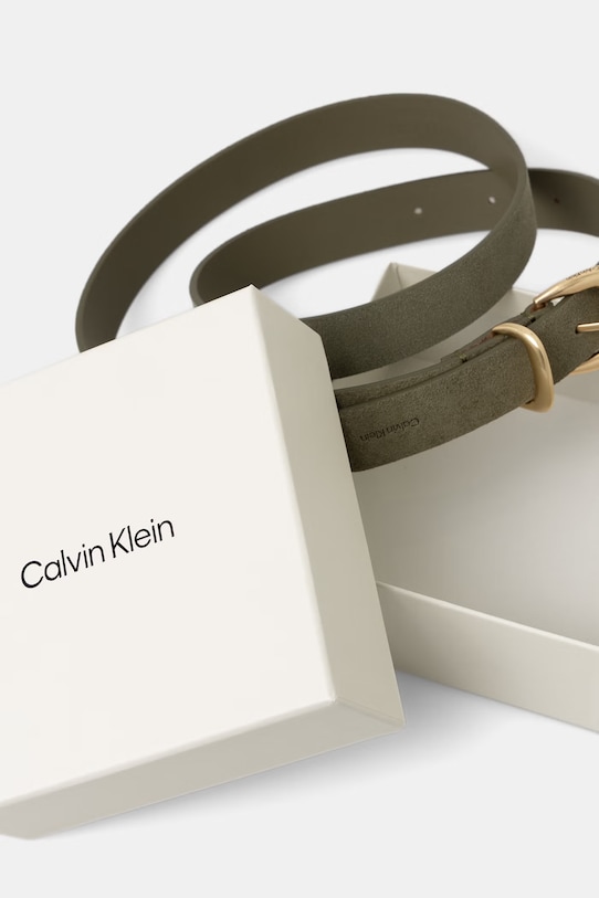 Αξεσουάρ Calvin Klein Ζώνη γυναικεία δέρμα σουέτ LV04F7065G πράσινο