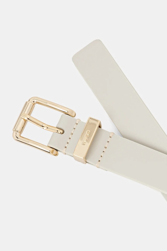 HUGO pasek skórzany Palm-Mloop 50558803 beżowy SS26