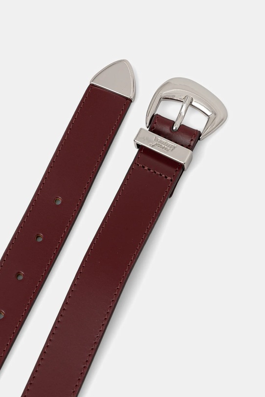 Tommy Jeans pasek skórzany AW0AW18100 bordowy SS26