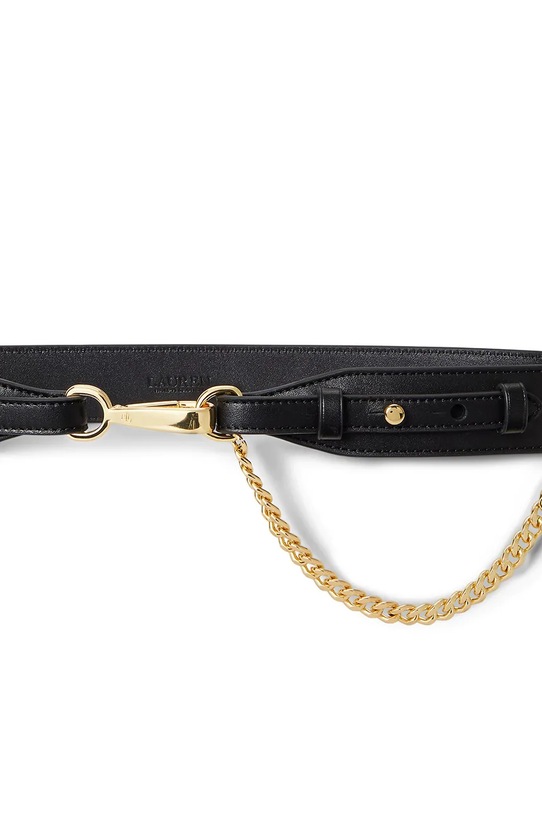 Lauren Ralph Lauren pasek skórzany 412P03413 czarny SS26