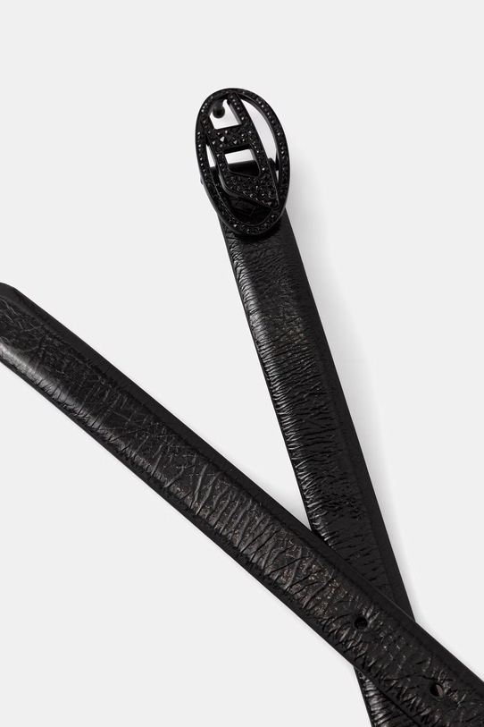 Diesel pasek damski skórzany OVAL D-LOGO B-1DR X09972.P8785 czarny SS26