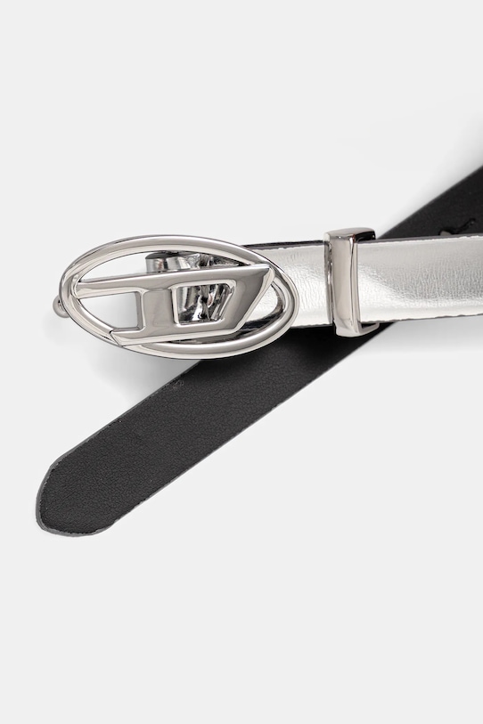 Diesel pasek skórzany OVAL D-LOGO B-1DR X10538.P1660 srebrny SS26