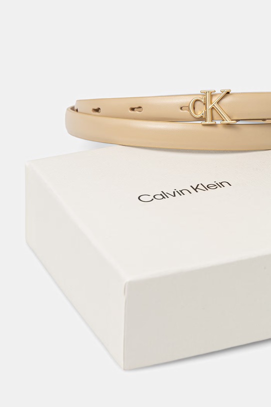 Doplnky Calvin Klein opasok dámsky kožený LV04F7085G béžová