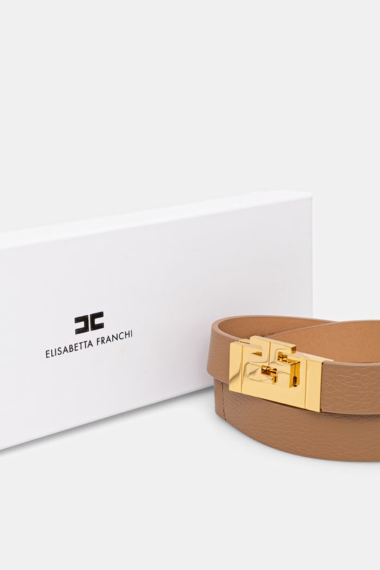 Elisabetta Franchi pasek damski skórzany brązowy CT12S62E2