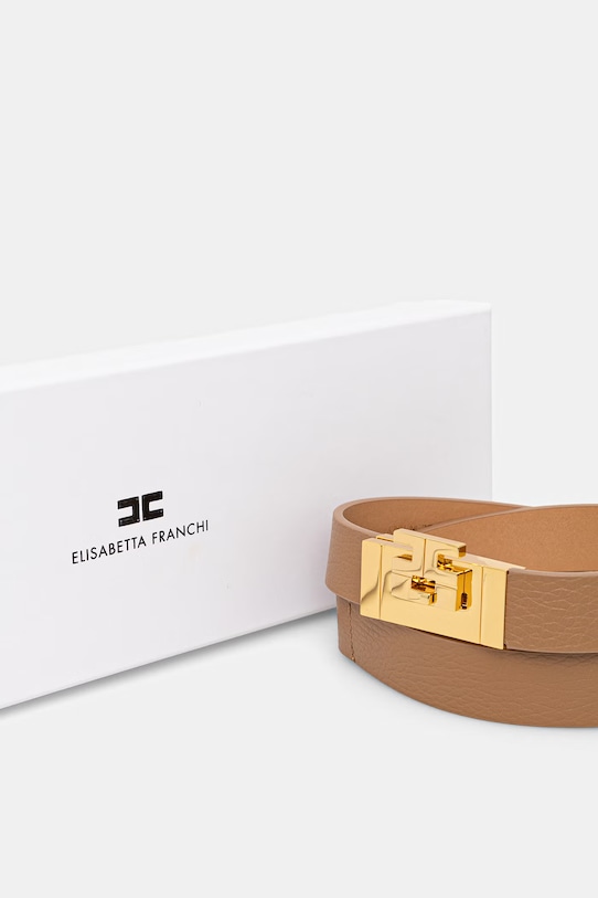 Elisabetta Franchi pasek damski skórzany brązowy CT12S62E2