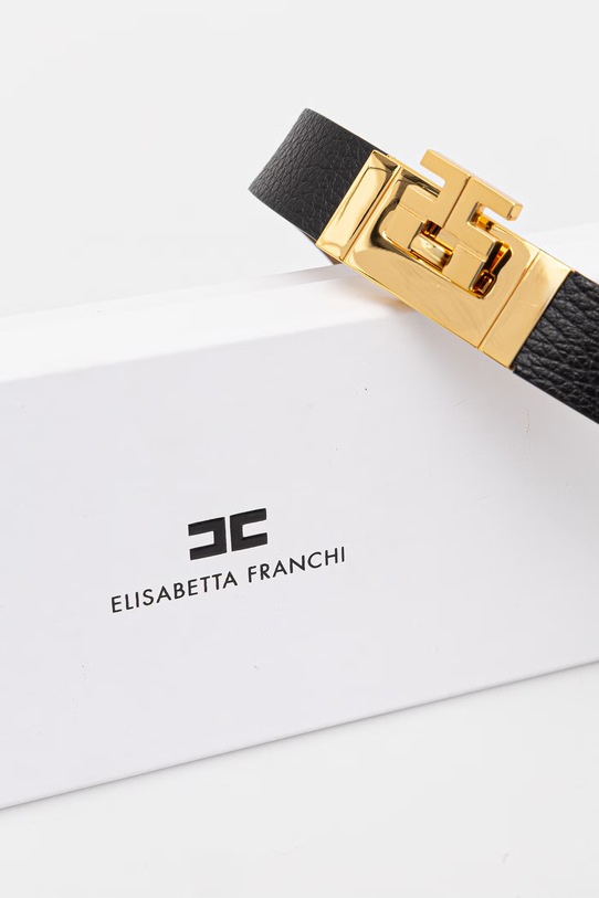 Akcesoria Elisabetta Franchi pasek damski skórzany CT12S62E2 czarny