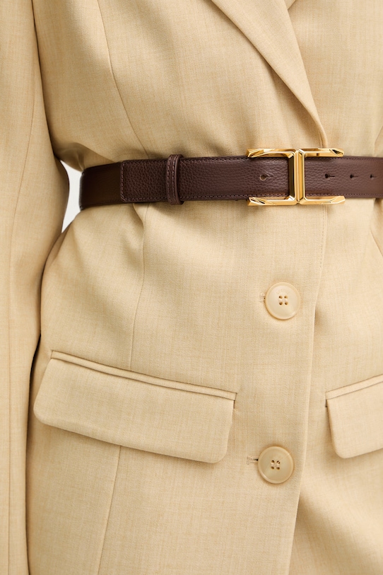 Elisabetta Franchi pasek damski skórzany brązowy CT88S62E2