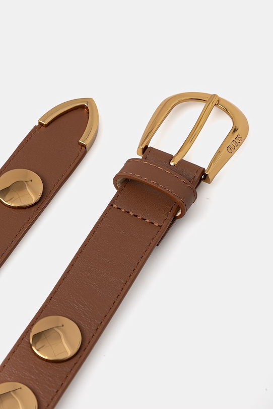 Δερμάτινη ζώνη Guess BW9348.P6230 καφέ SS26