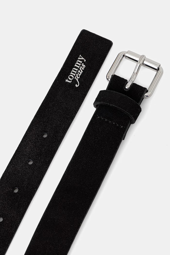 Tommy Jeans pasek damski zamszowy AW0AW18503 czarny SS26