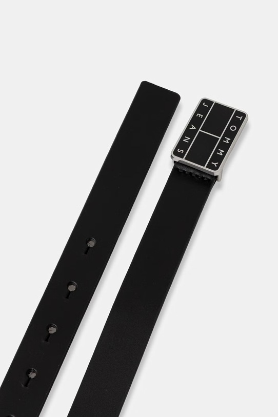 Tommy Jeans pasek damski skórzany AW0AW18505 czarny SS26