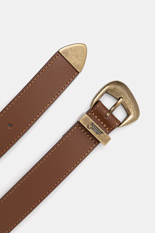 Tommy Jeans pasek damski skórzany AW0AW18845 brązowy SS26