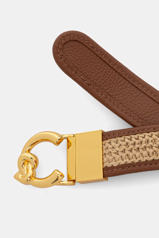 Akcesoria Coccinelle pasek damski skórzany E3.UOR.11.06.01 beżowy