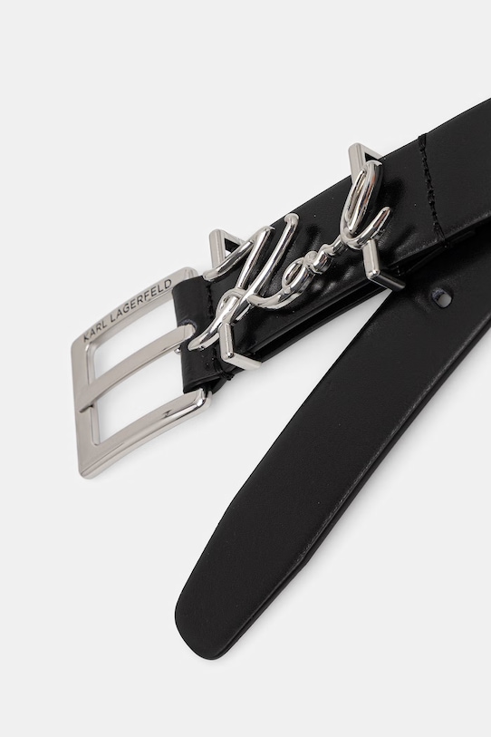 Karl Lagerfeld pasek damski skórzany K/SIGNATURE B2W33038 czarny SS26