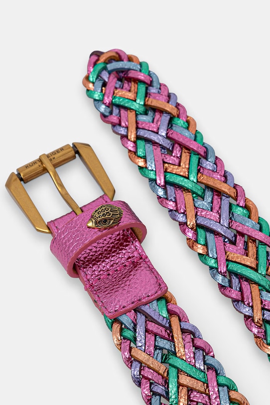 Kurt Geiger London pasek damski skórzany Kensington Weave 5633369109 różowy SS26