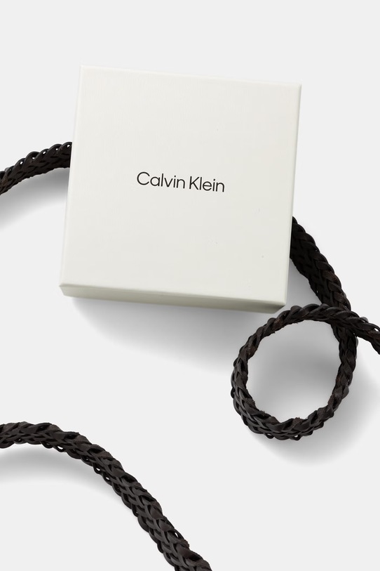 Αξεσουάρ Calvin Klein πλεκτή ζώνη ανδρική δερμάτινη LV04D7061G καφέ