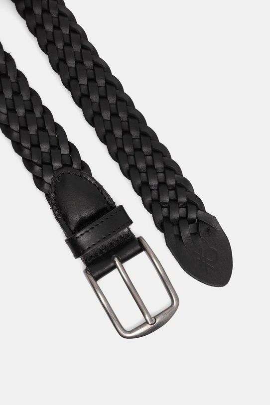 United Colors of Benetton колан мъжки от кожа 6JDSVL00B черен SS26