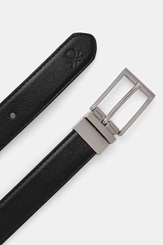 United Colors of Benetton dvostranski pas moški iz umetnega usnja 6QOBVL00A črna SS26