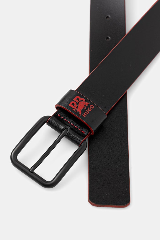 Kožený pásek HUGO Beter-R_Sz35_RB 50563459 černá SS26