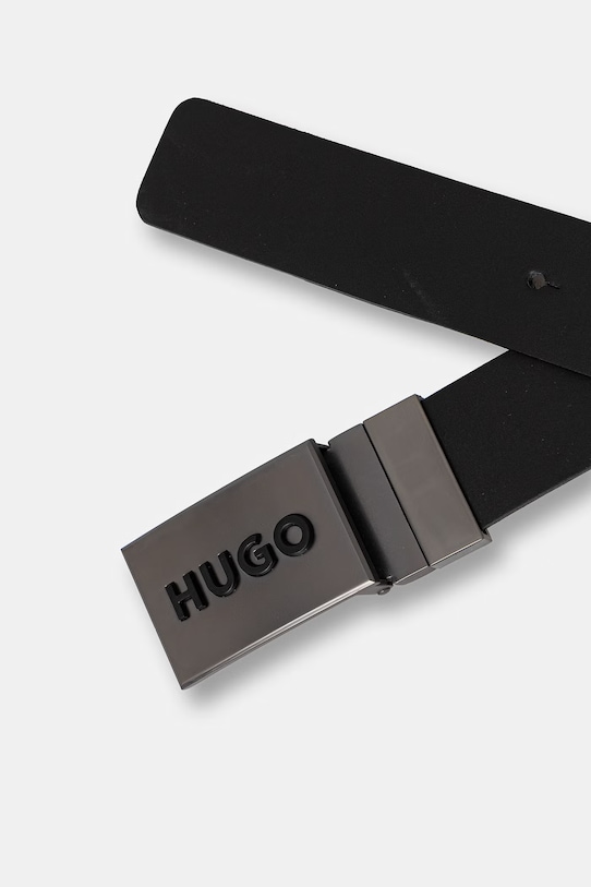 HUGO колан мъжки от кожа Gussy_Plaque 50563803 черен SS26