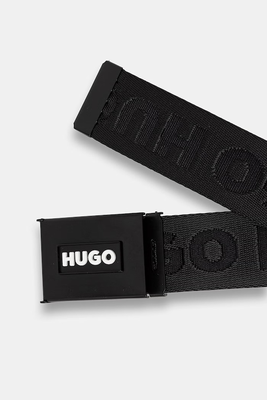 HUGO pásek pánský Garratt-Plate-W 50563804 černá SS26