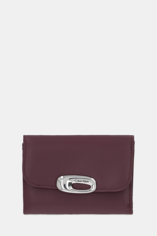 Calvin Klein portfel skórzany skóra licowa bordowy LV04F1116G