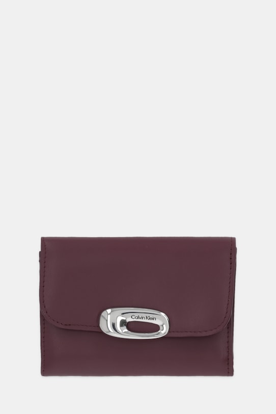 Calvin Klein portfel skórzany skóra licowa bordowy LV04F1116G