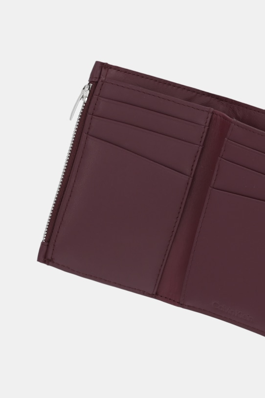 Akcesoria Calvin Klein portfel skórzany LV04F1116G bordowy