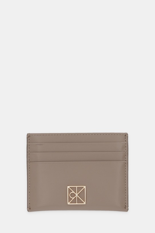 Calvin Klein etui na karty skórzane Planet friendly beżowy LV04F3317G